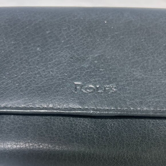 Vintage Rolfs Black Leather Checkbook Wallet Card Slots Coin Pocket Pen Holder - Picture 2 of 6
